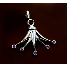 Lotus Charm Pendant with Bezel Set Pink Sapphires